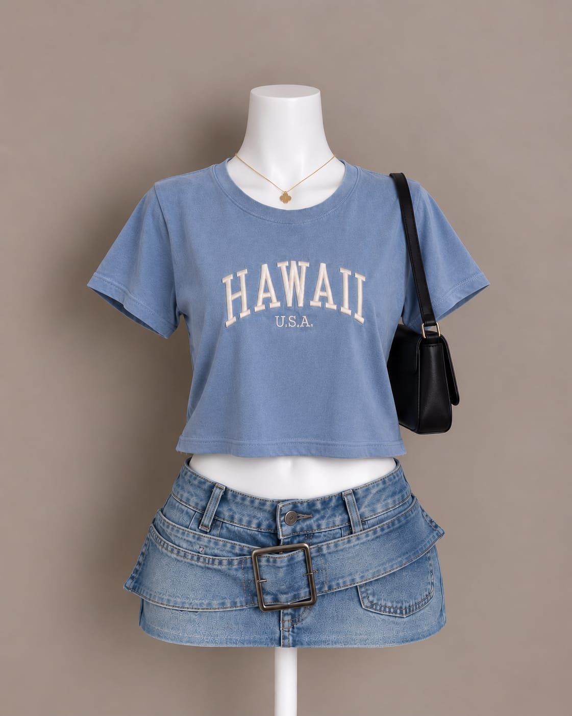 Blue Graphic Crop Top