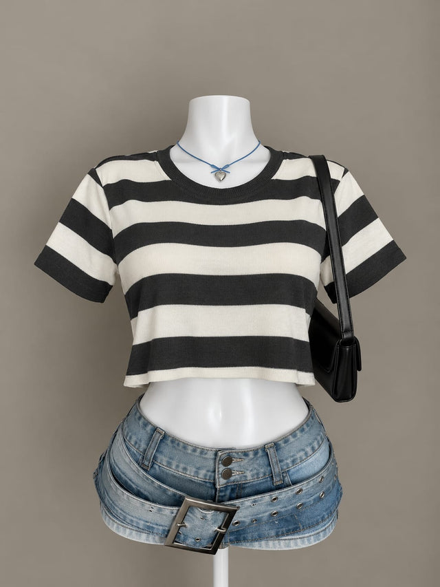 Black and White Crop Top