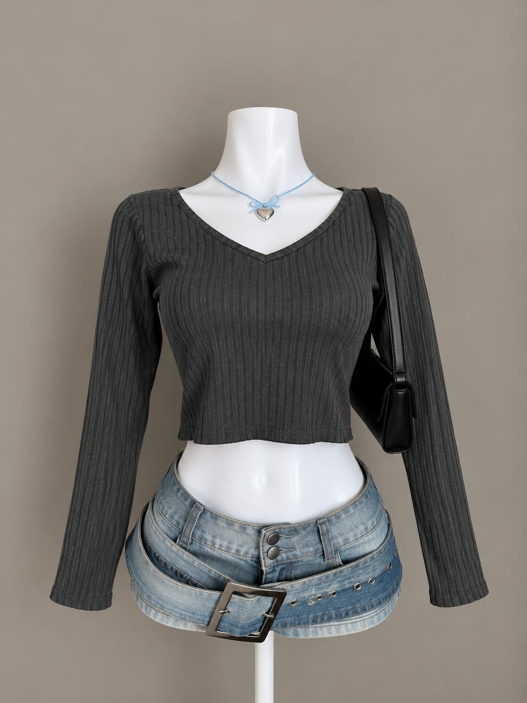 Charcoal Grey Crop Top