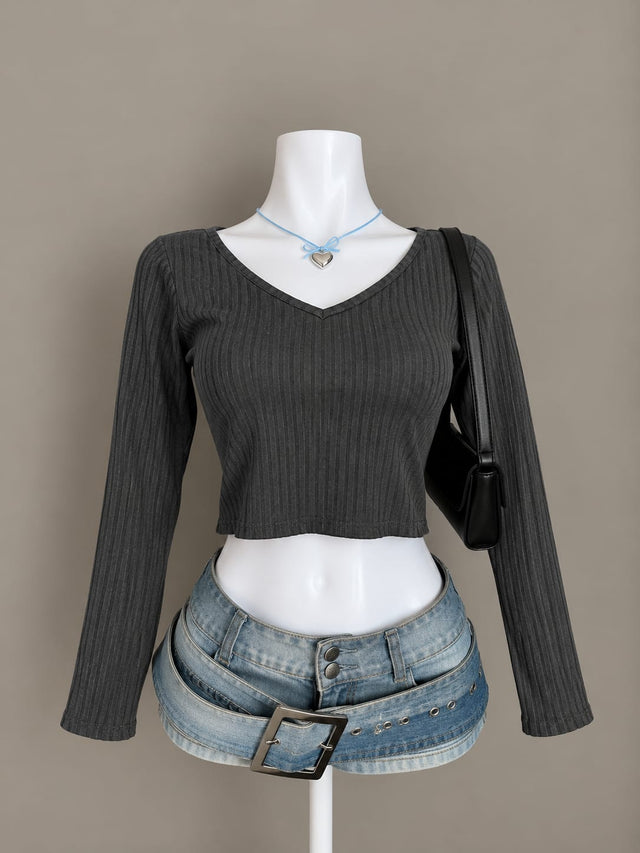Charcoal Grey Crop Top