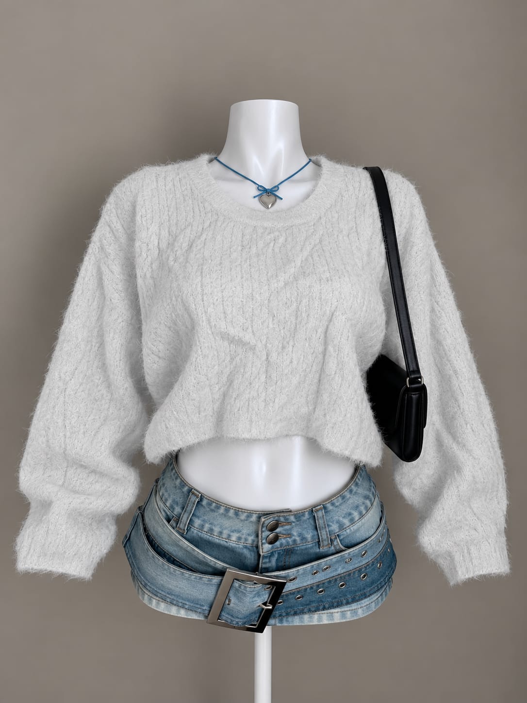 White Crop Sweater