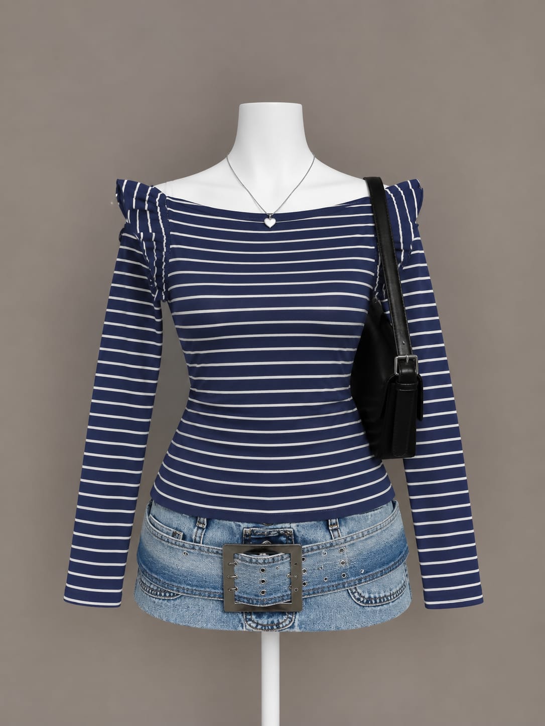 Navy Blue Striped Top