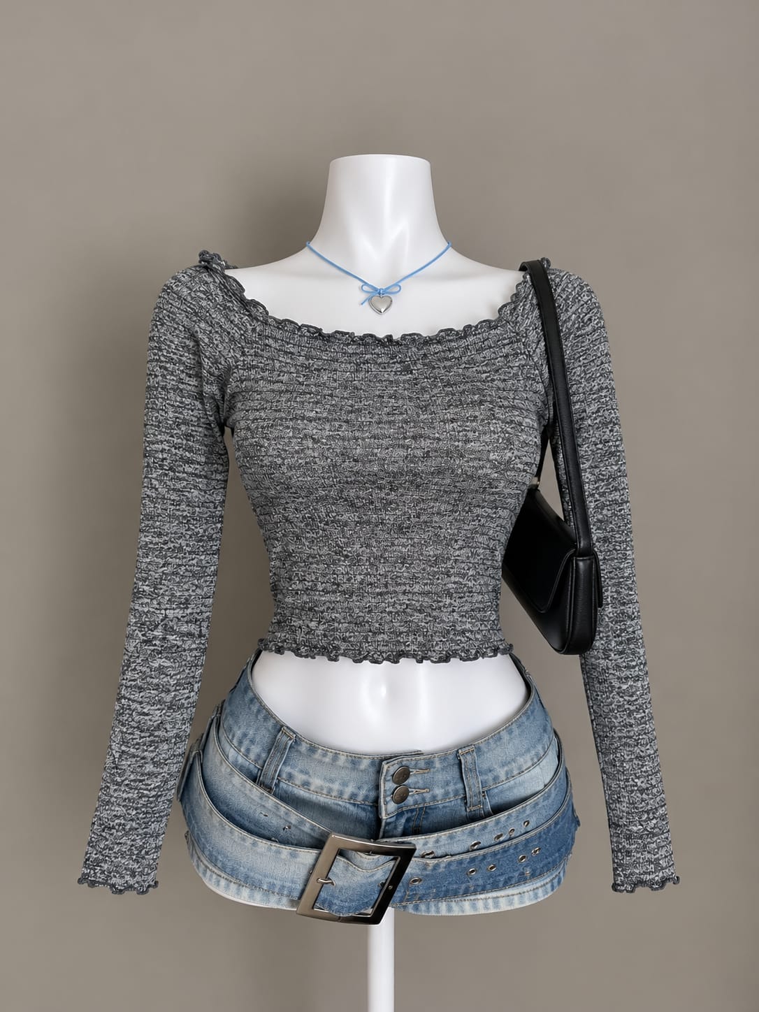 Grey Crop Top