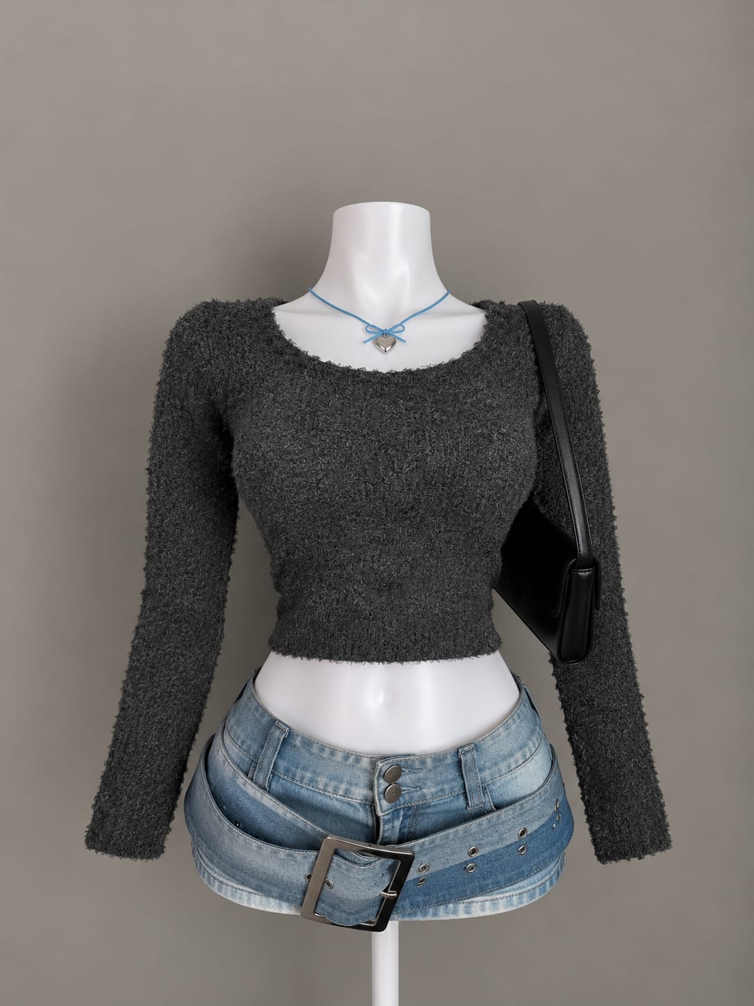 Charcoal Crop Sweater