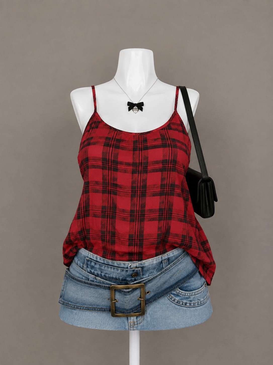 Red Plaid Camisole Top
