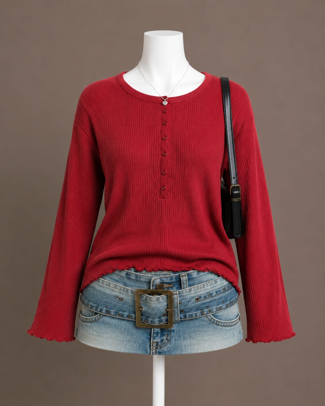 Red Long Sleeve Top