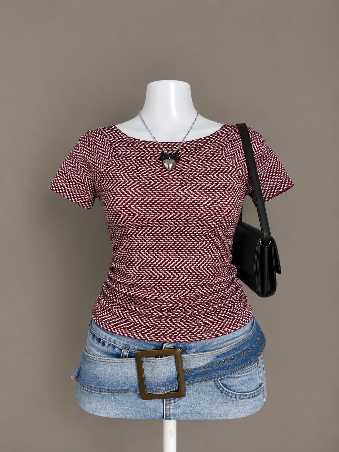 Maroon Patterned Top