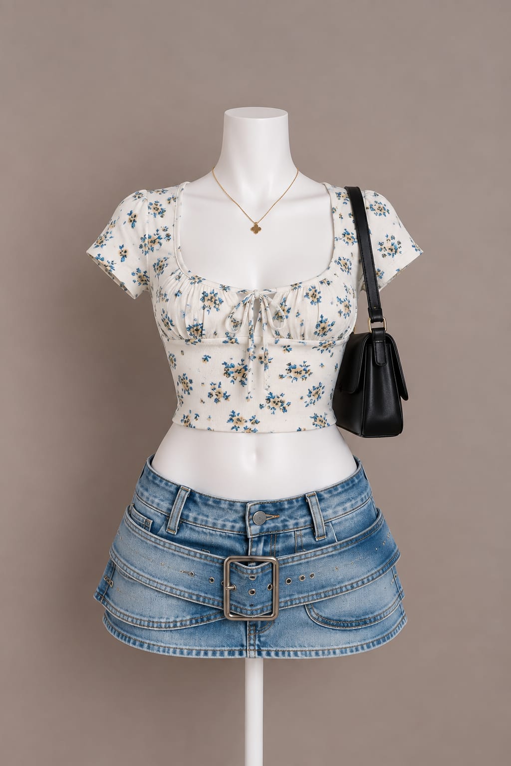 White Floral Crop Top