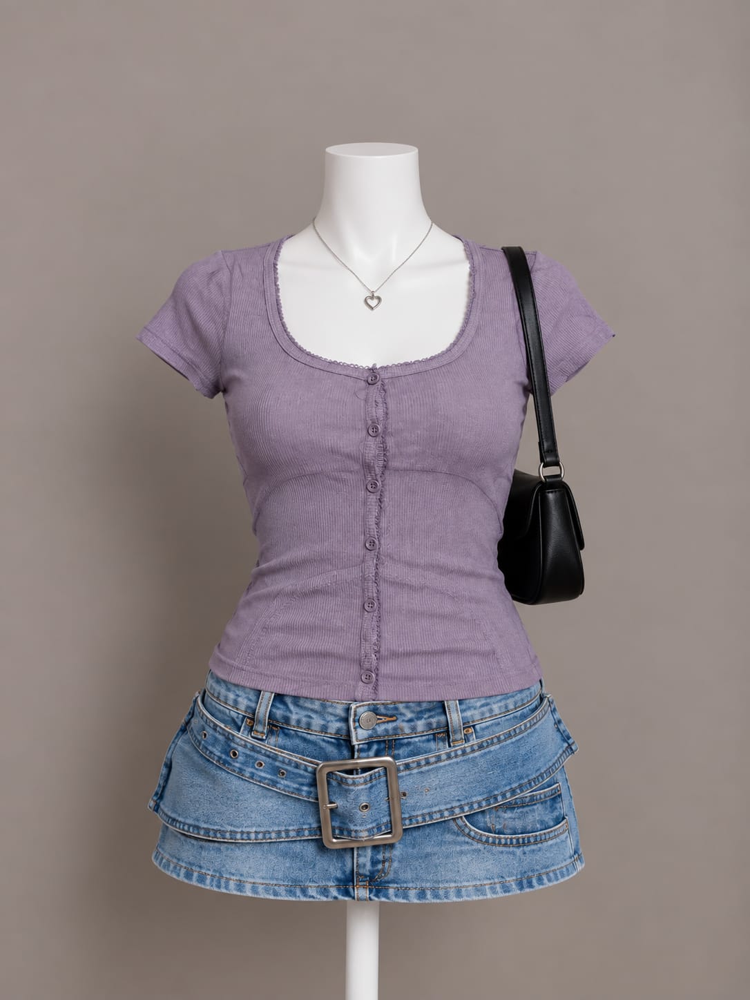 Lavender Button Top