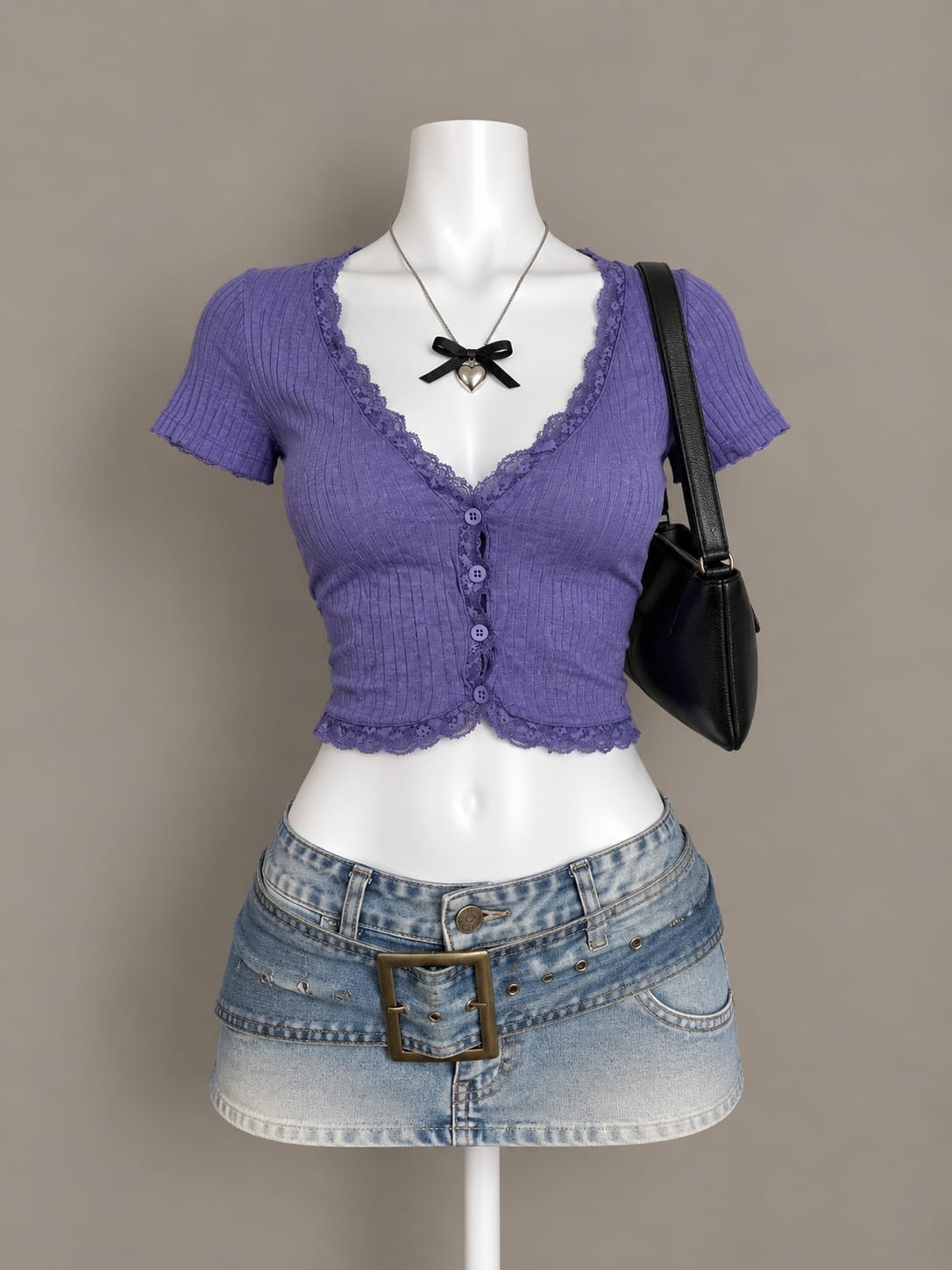 Purple Crop Cardigan