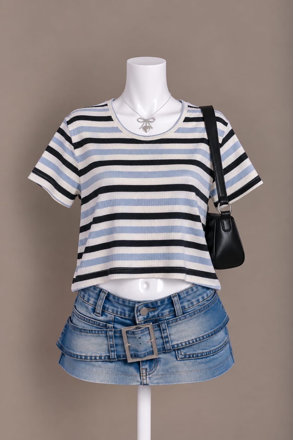 Blue Striped Crop Top