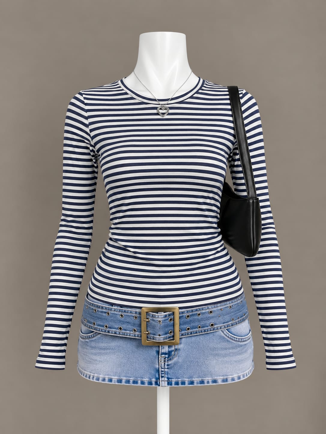 Navy Striped Long Sleeve Top