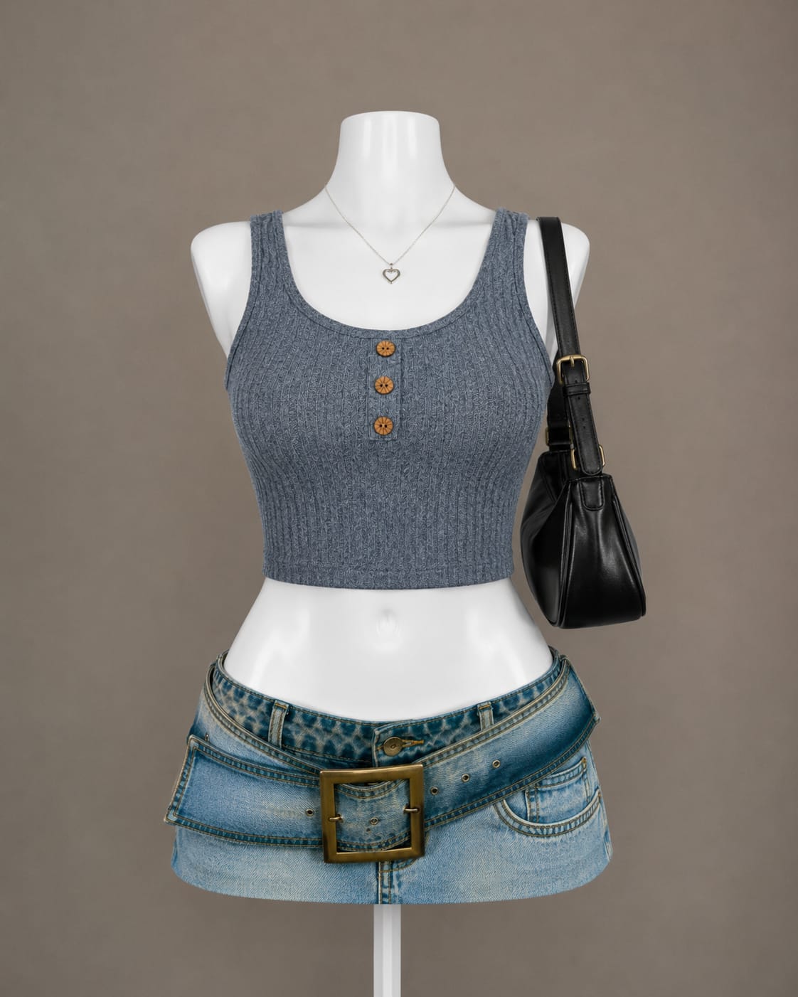 Blue Button Tank Top