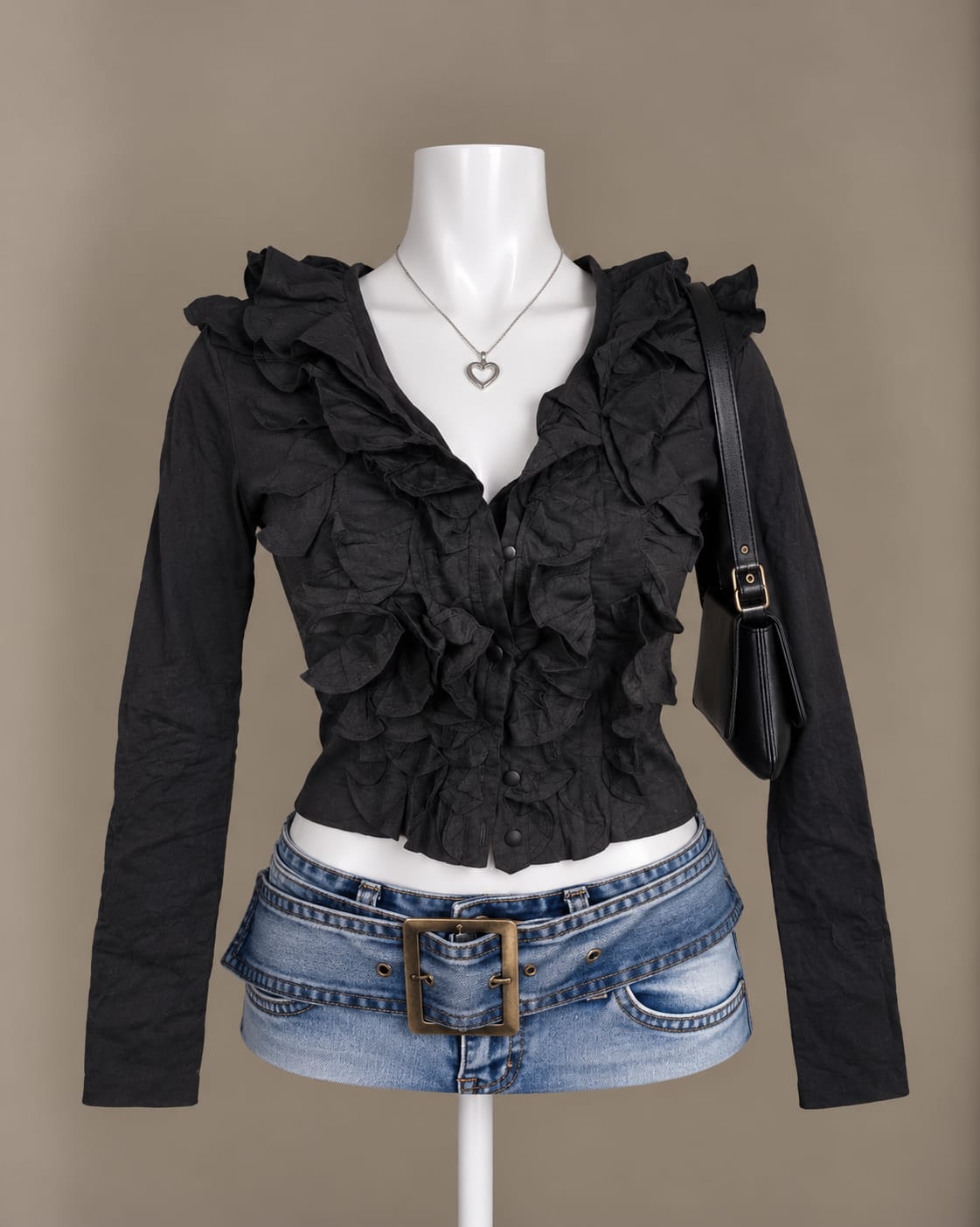 Black Ruffle Top