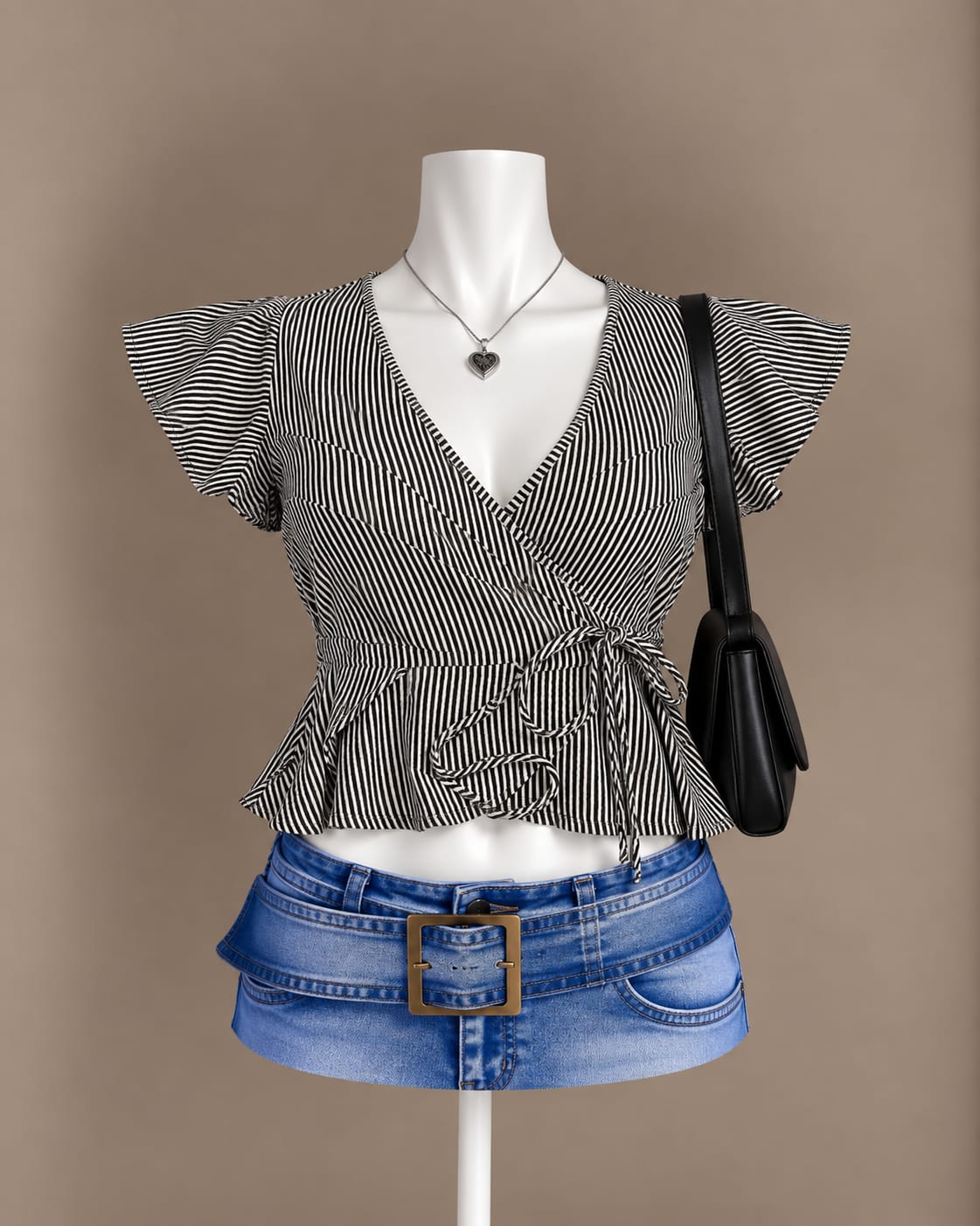 Black White Striped Top