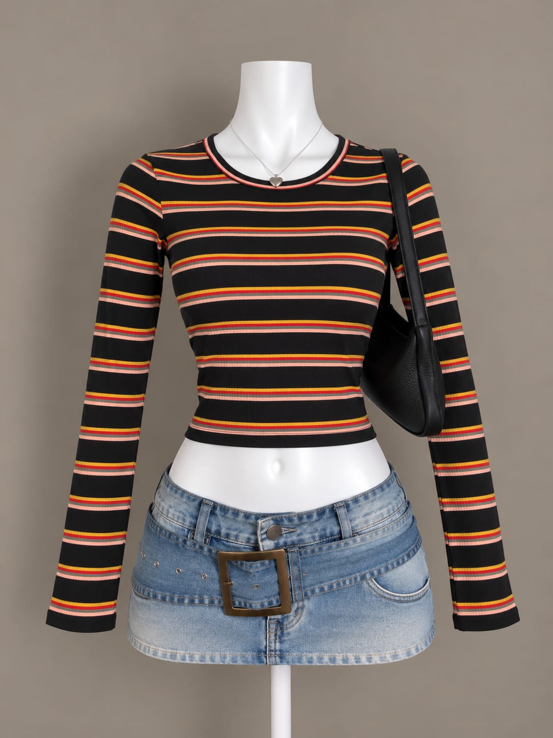 Black Striped Crop Top