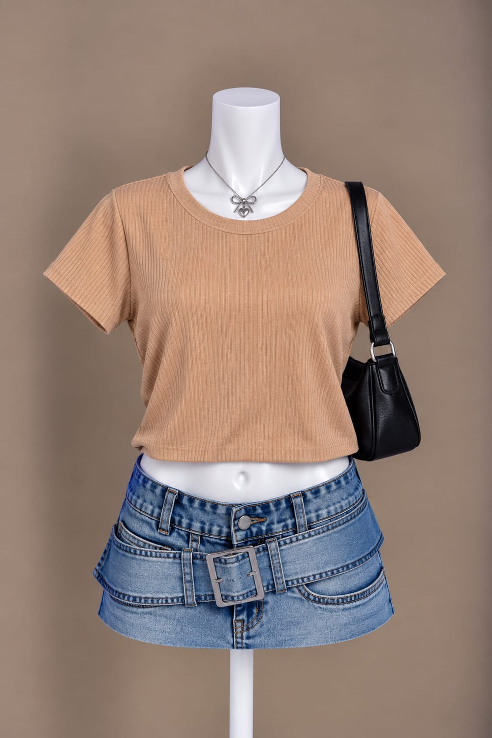 Tan Crop T-Shirt