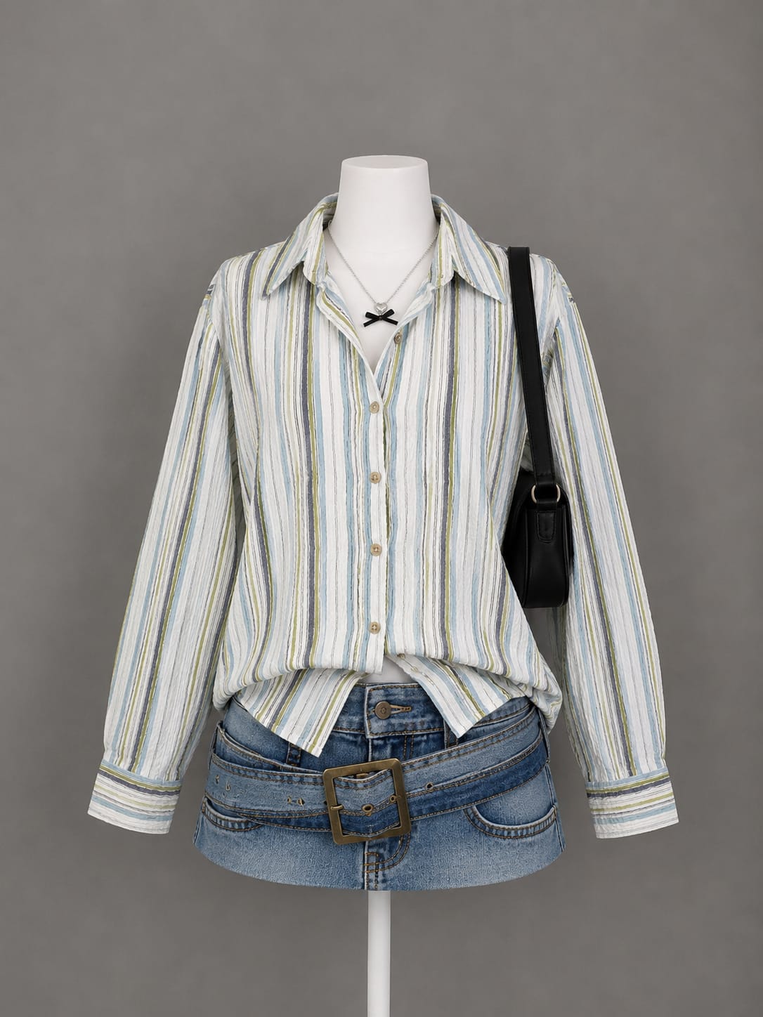 Light blue striped long-sleeve shirt
