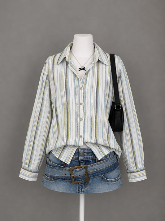 Light blue striped long-sleeve shirt