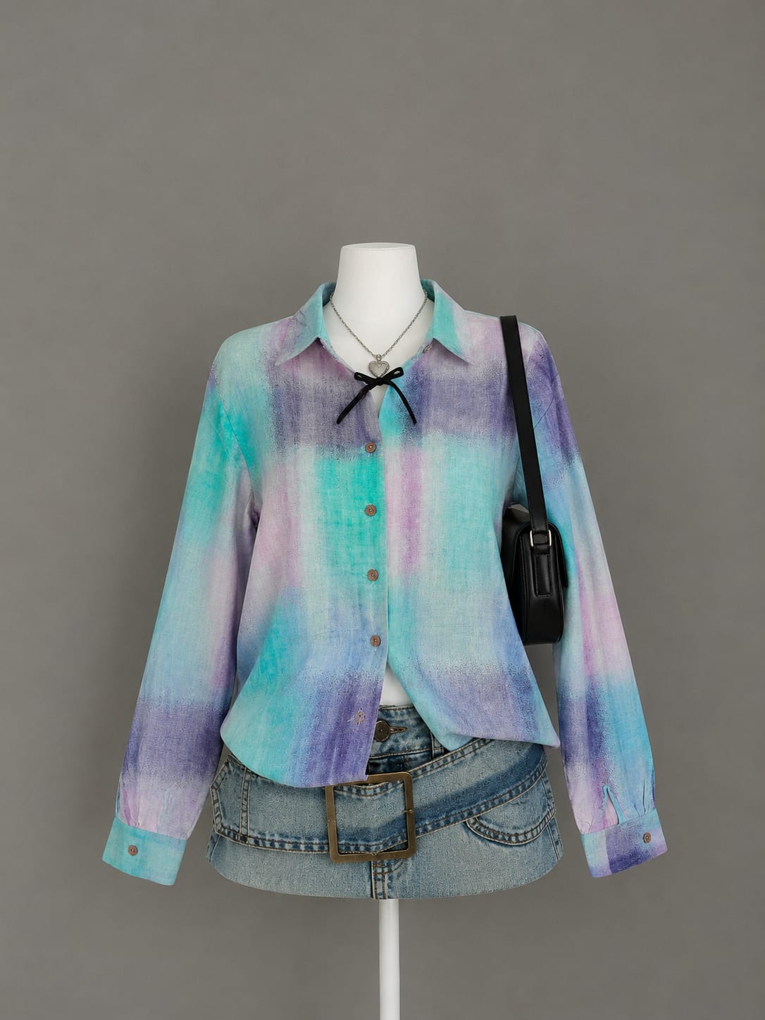Aqua ombre long-sleeve shirt