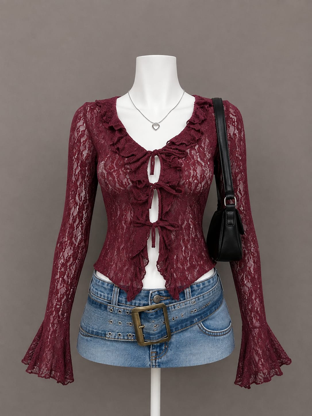Burgundy Lace Top