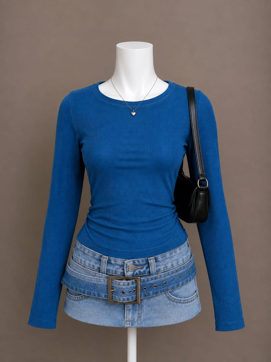 Blue Long Sleeve Top