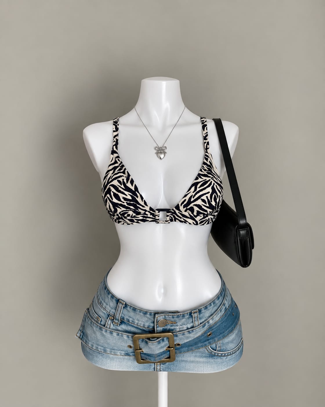 Black And White Bikini Top