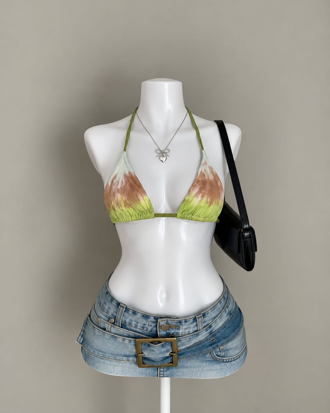 Green Tie-Dye Bikini Top