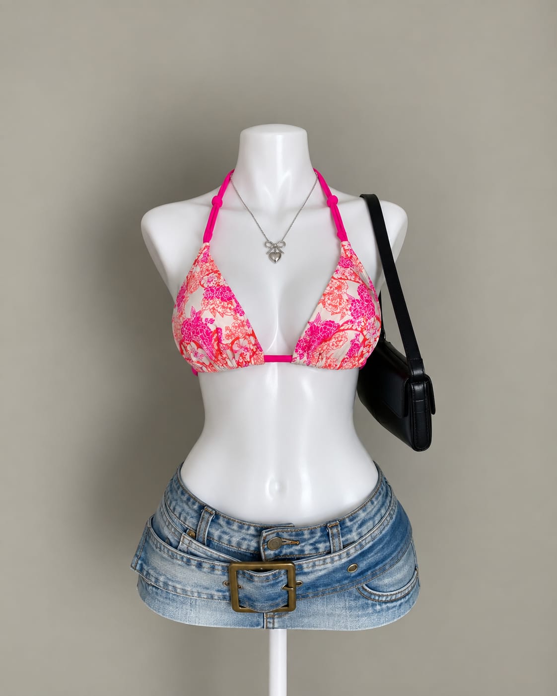 Pink Floral Bikini Top