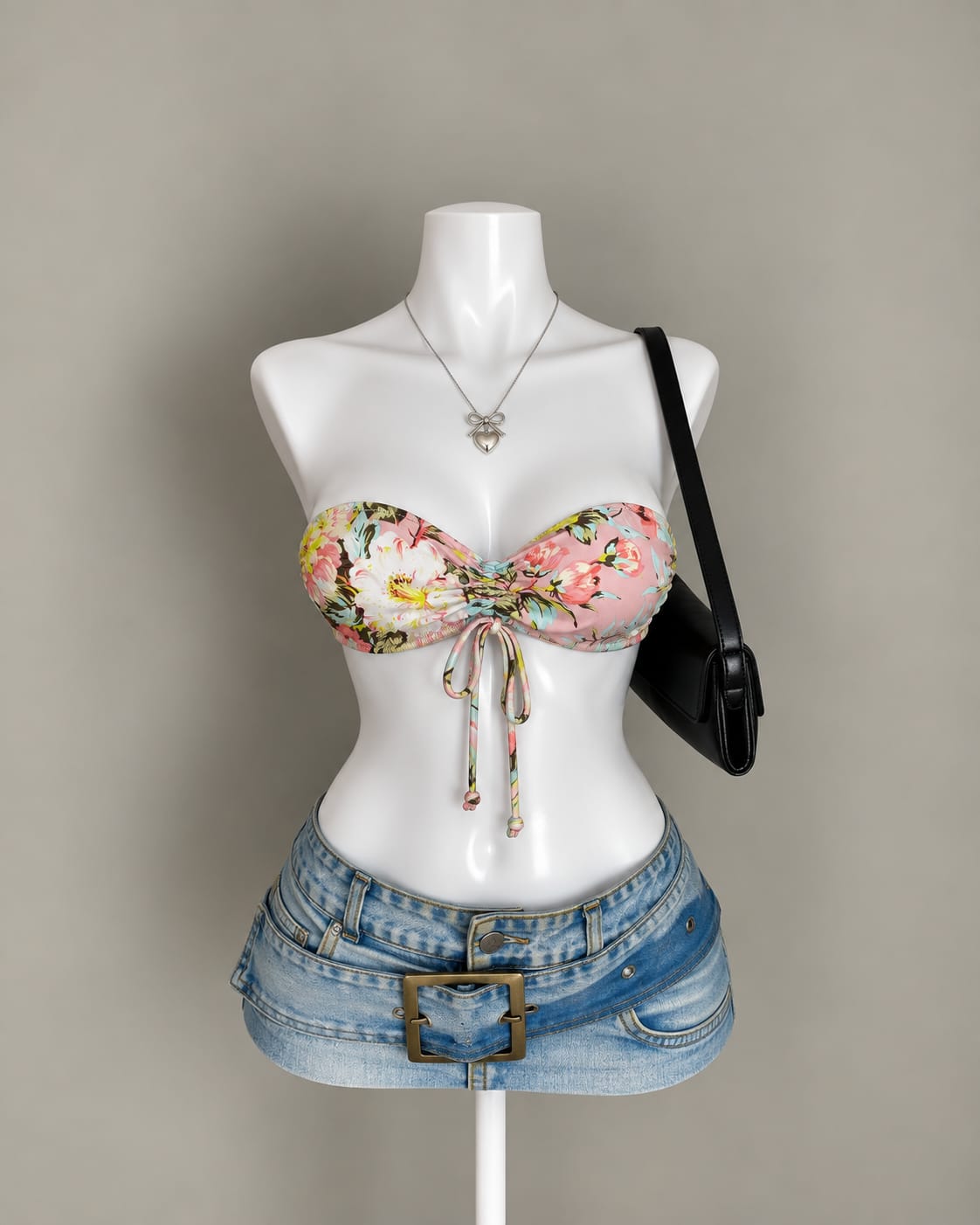 Pink Floral Bandeau Top