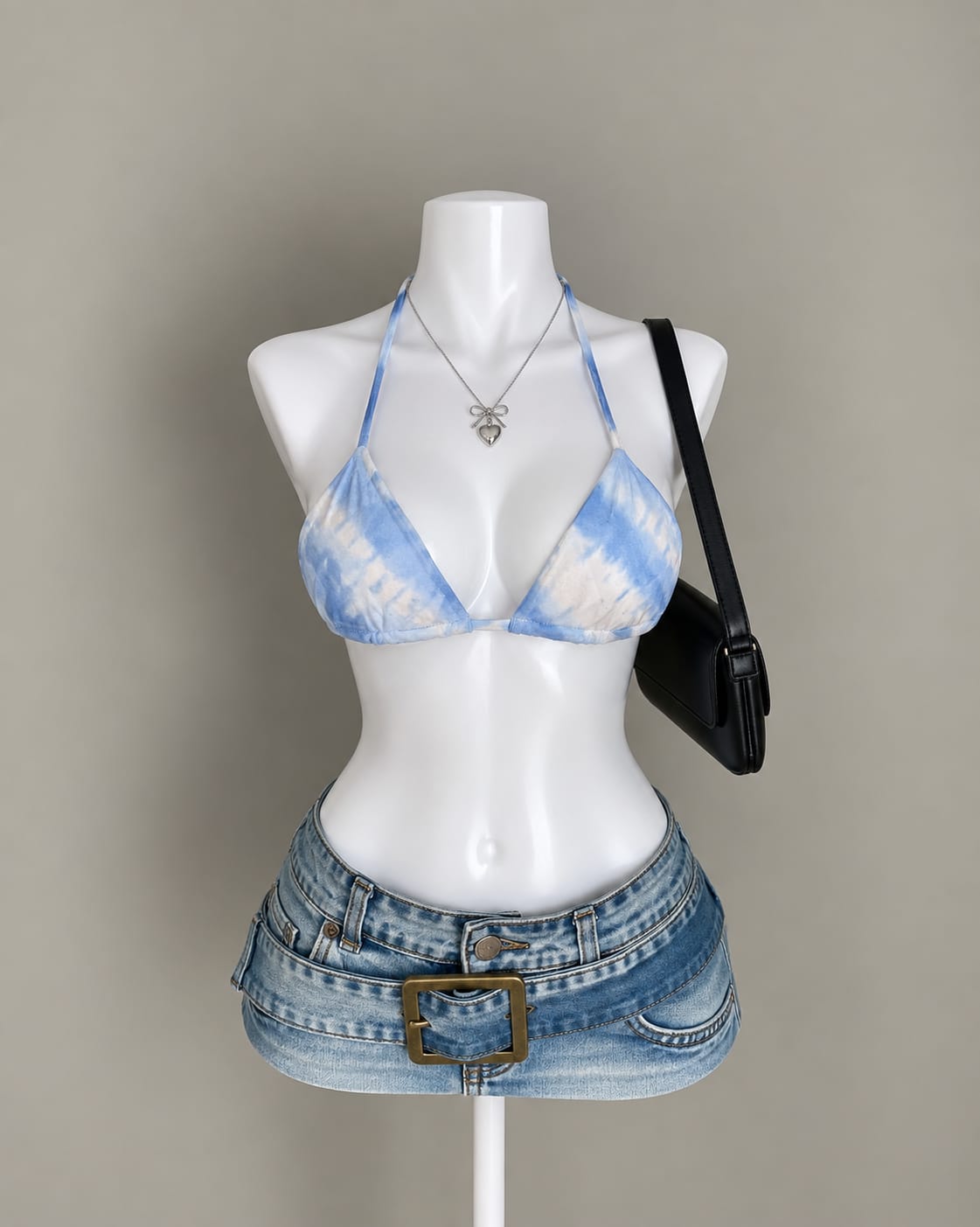 Blue Tie-Dye Bikini Top