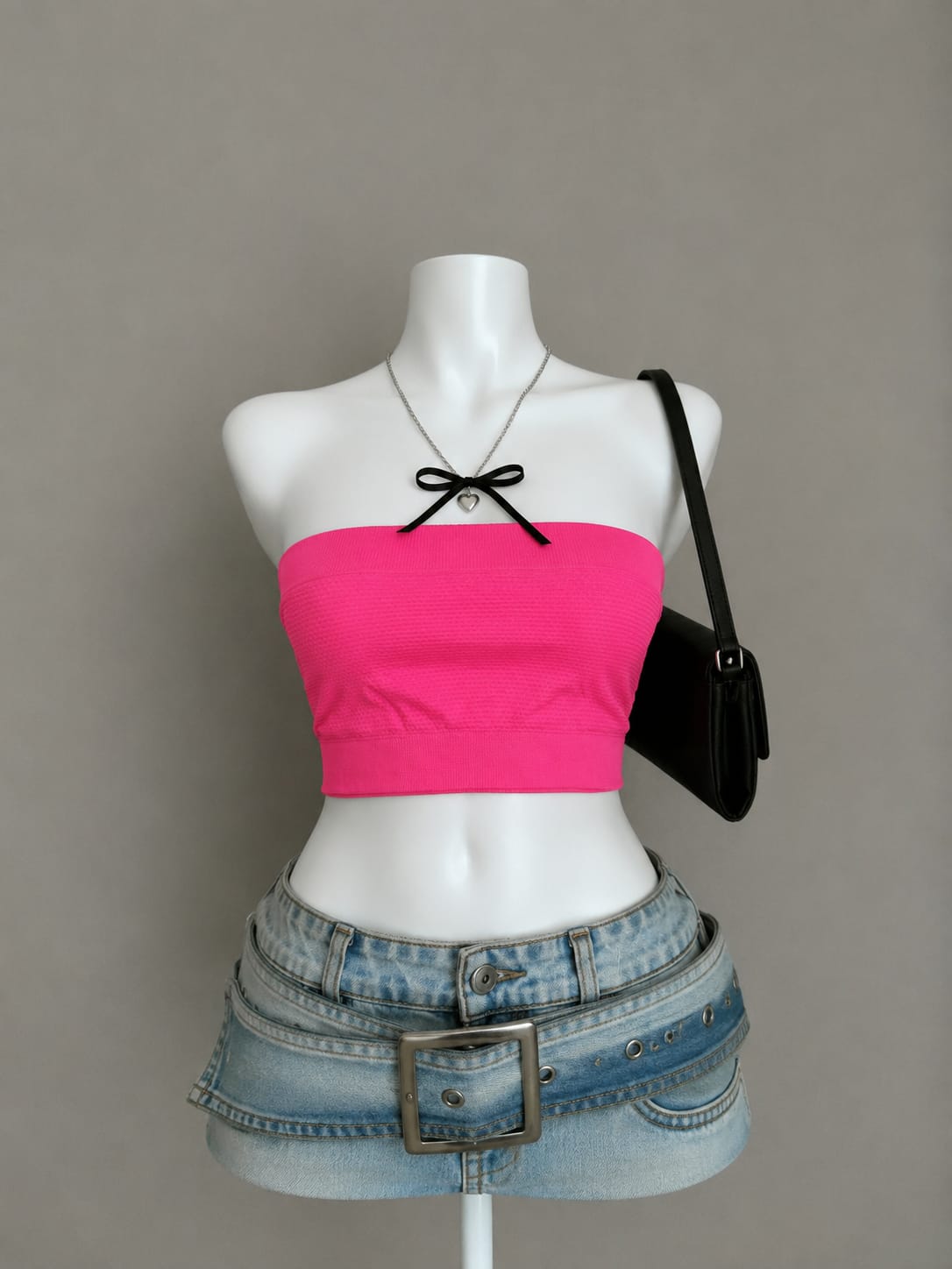 Hot pink bandeau crop top