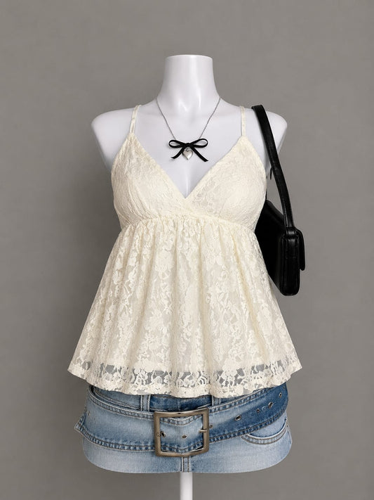 Ivory lace camisole top