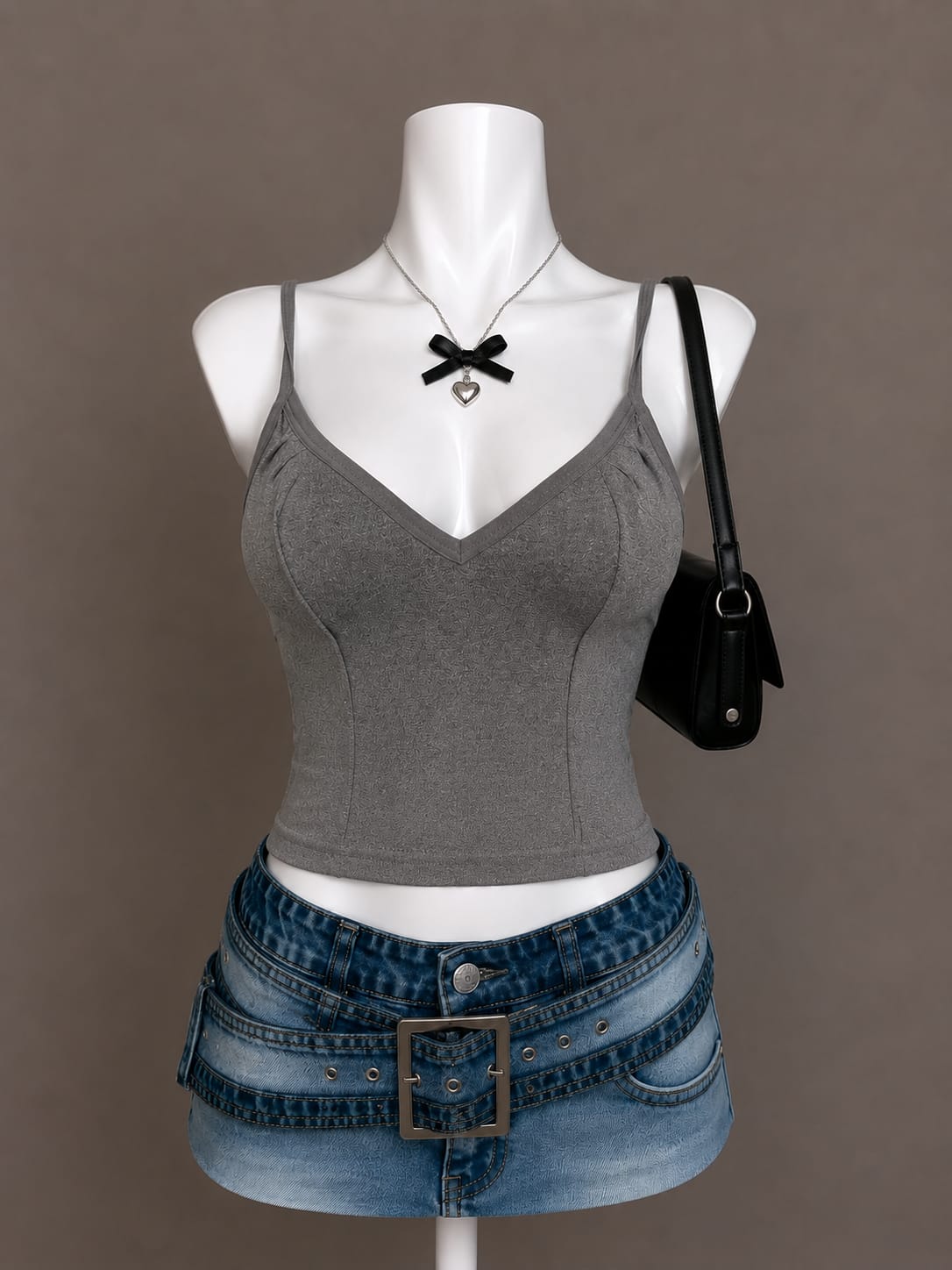 Gray V-Neck Camisole Top
