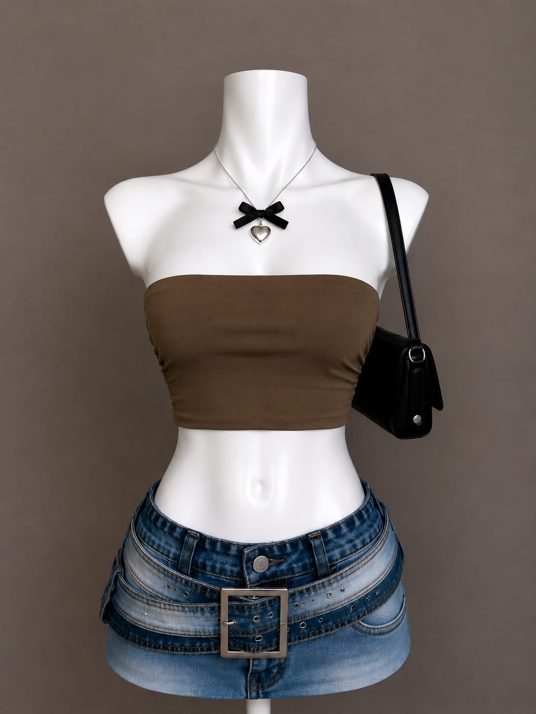 Brown Tube Crop Top