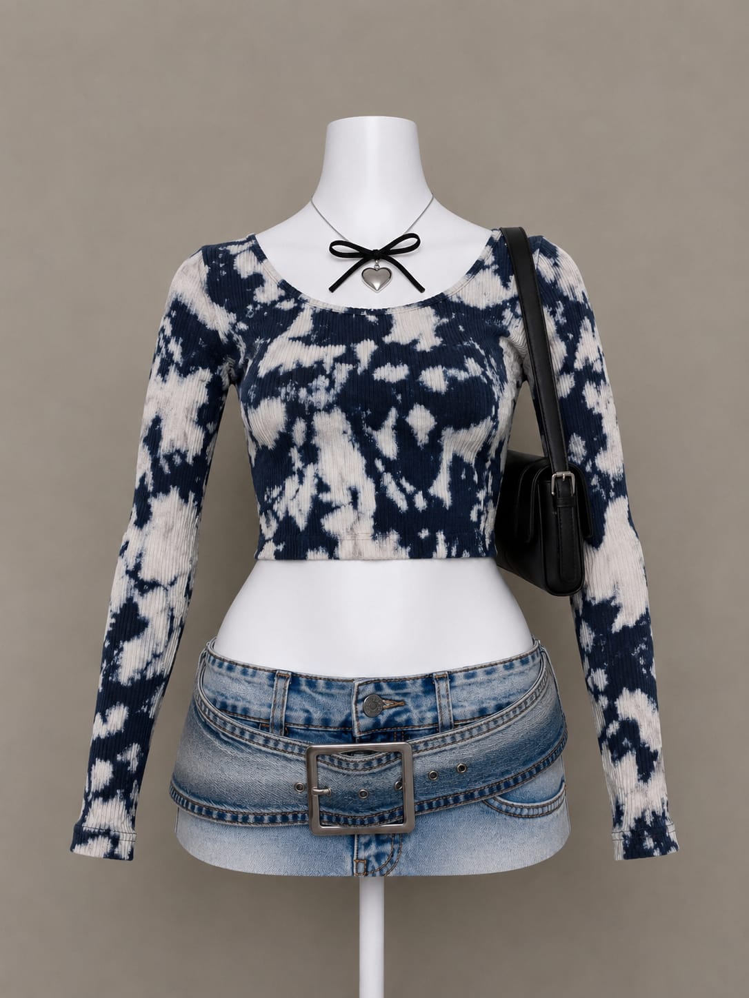 Navy Tie-Dye Crop Top