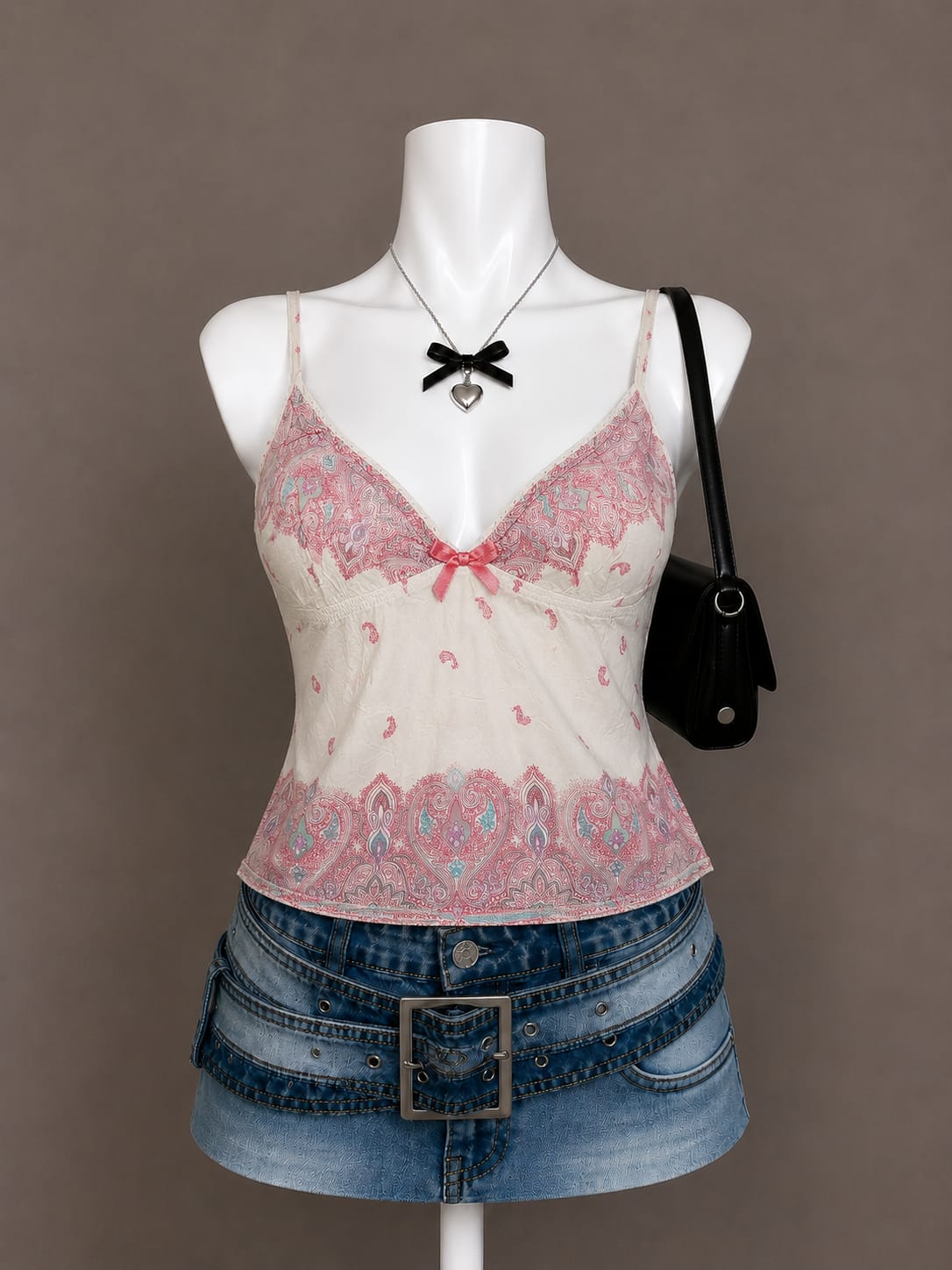 White Pink Paisley Camisole
