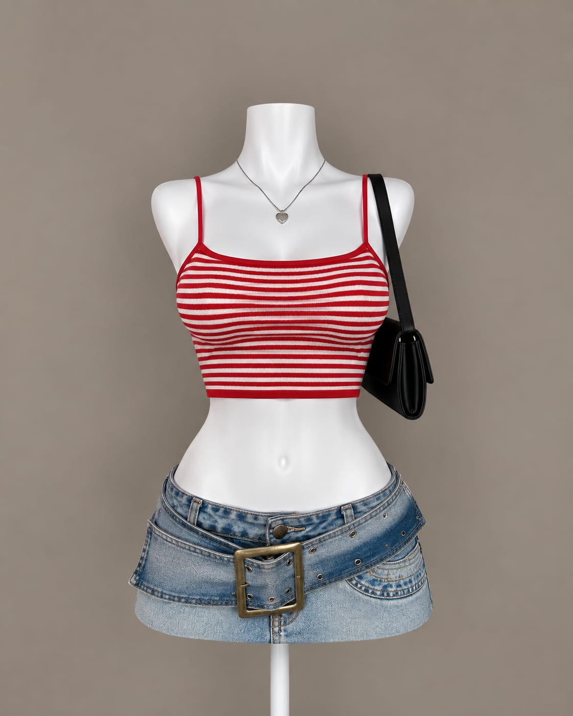 Red Striped Crop Top