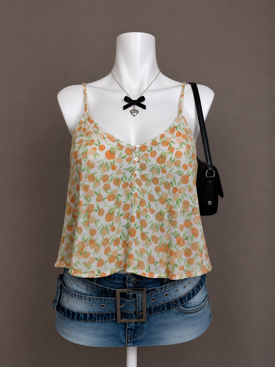 Orange Fruit-Print Camisole Top