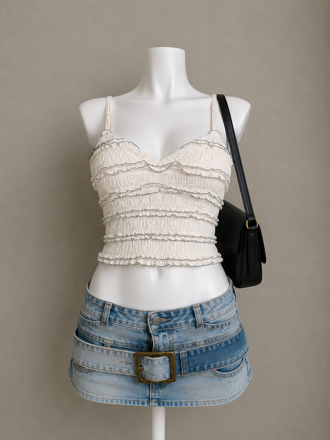 Off-White Ruffled Crop Camisole
