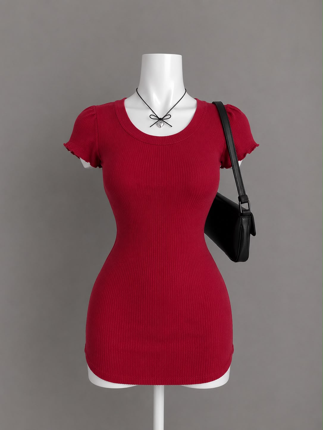 Red Ribbed Dress