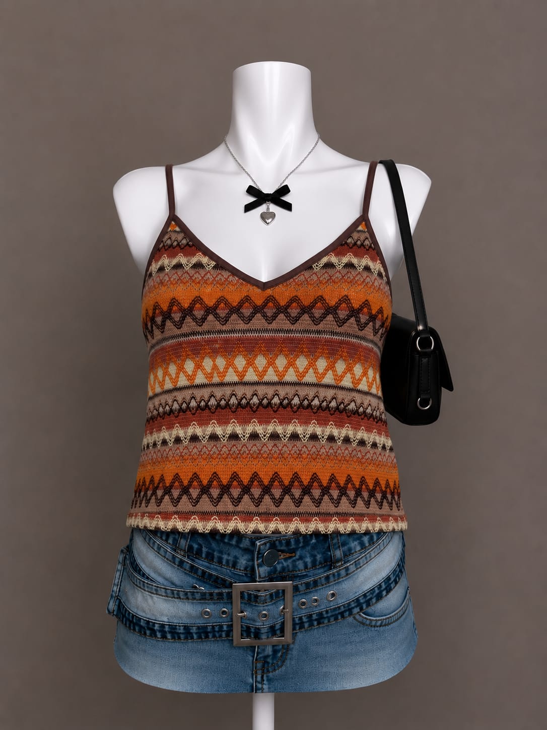 Orange Geometric Camisole Top