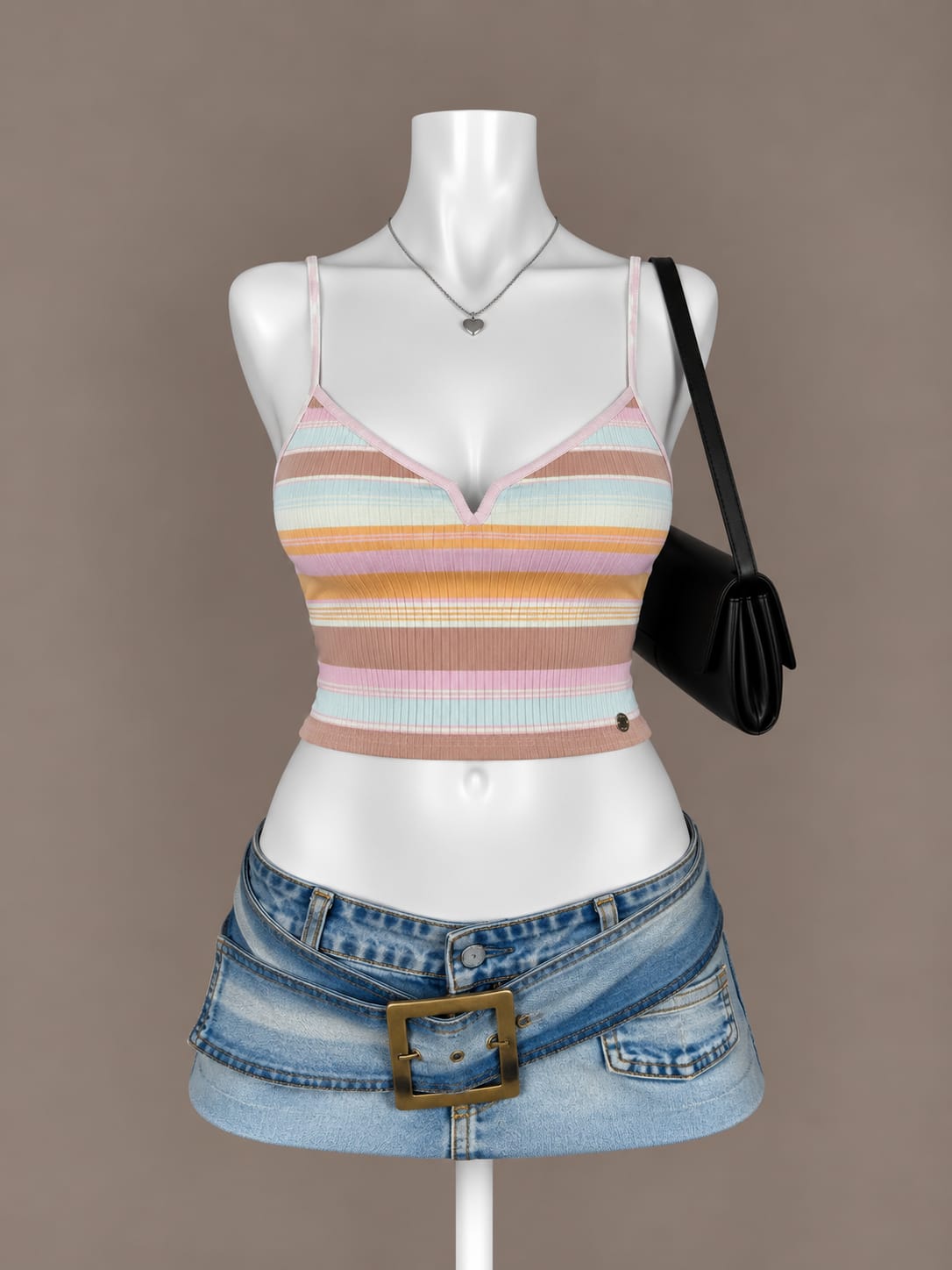 Multicolor Striped Crop Top