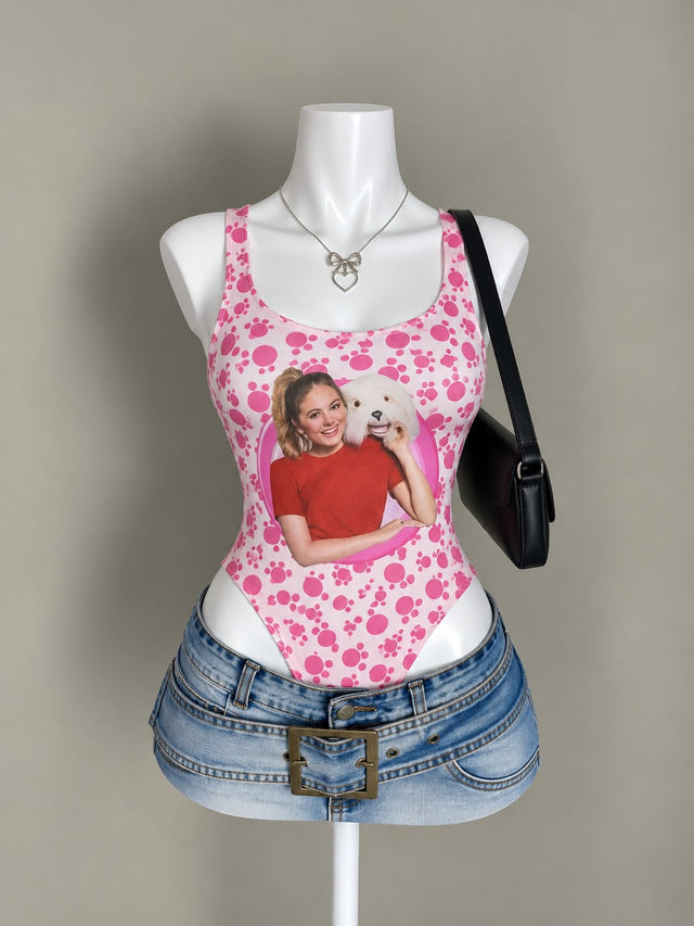 Pink Printed Bodysuit
