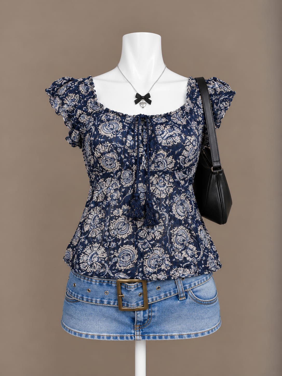 Navy Floral Blouse