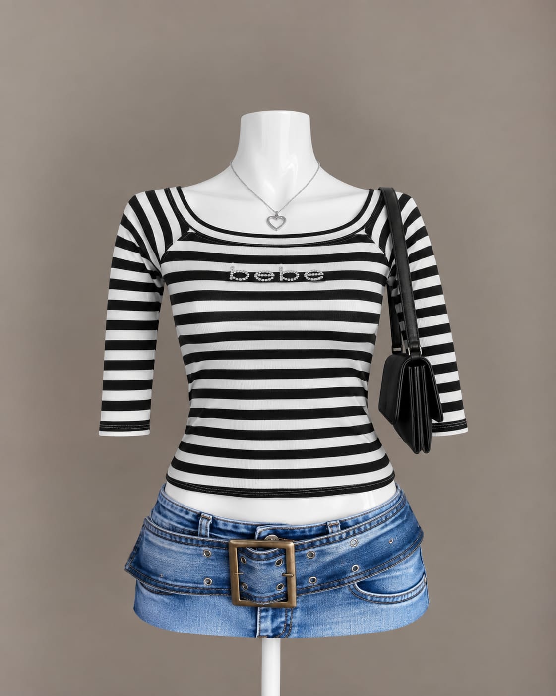 Black White Striped Top