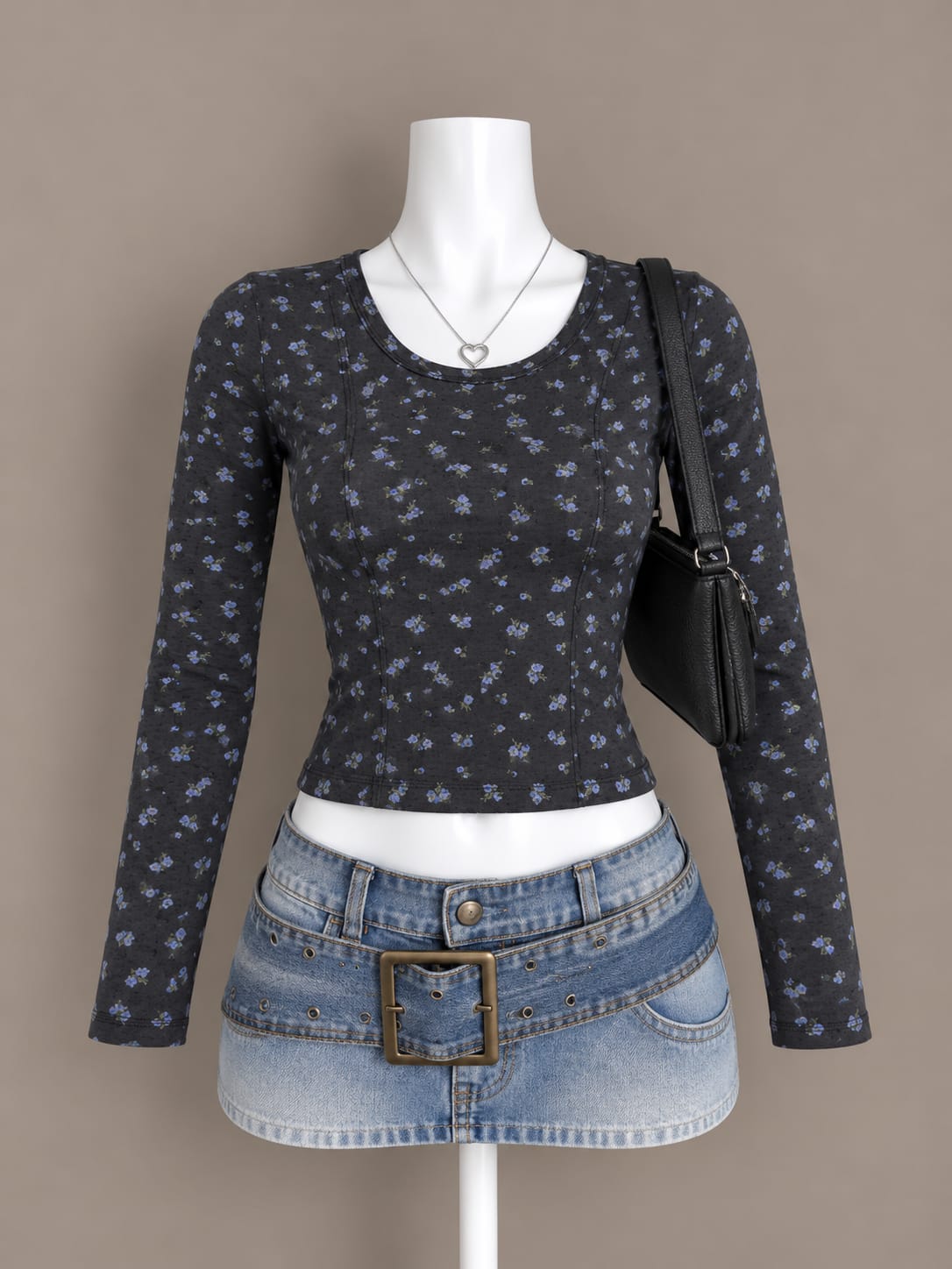 Charcoal Floral Top