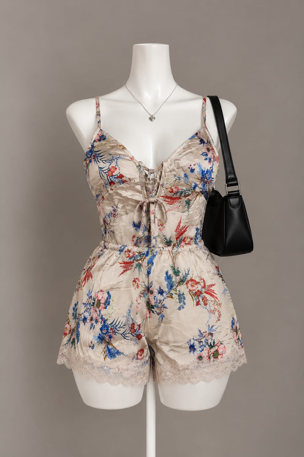 Beige Floral Romper