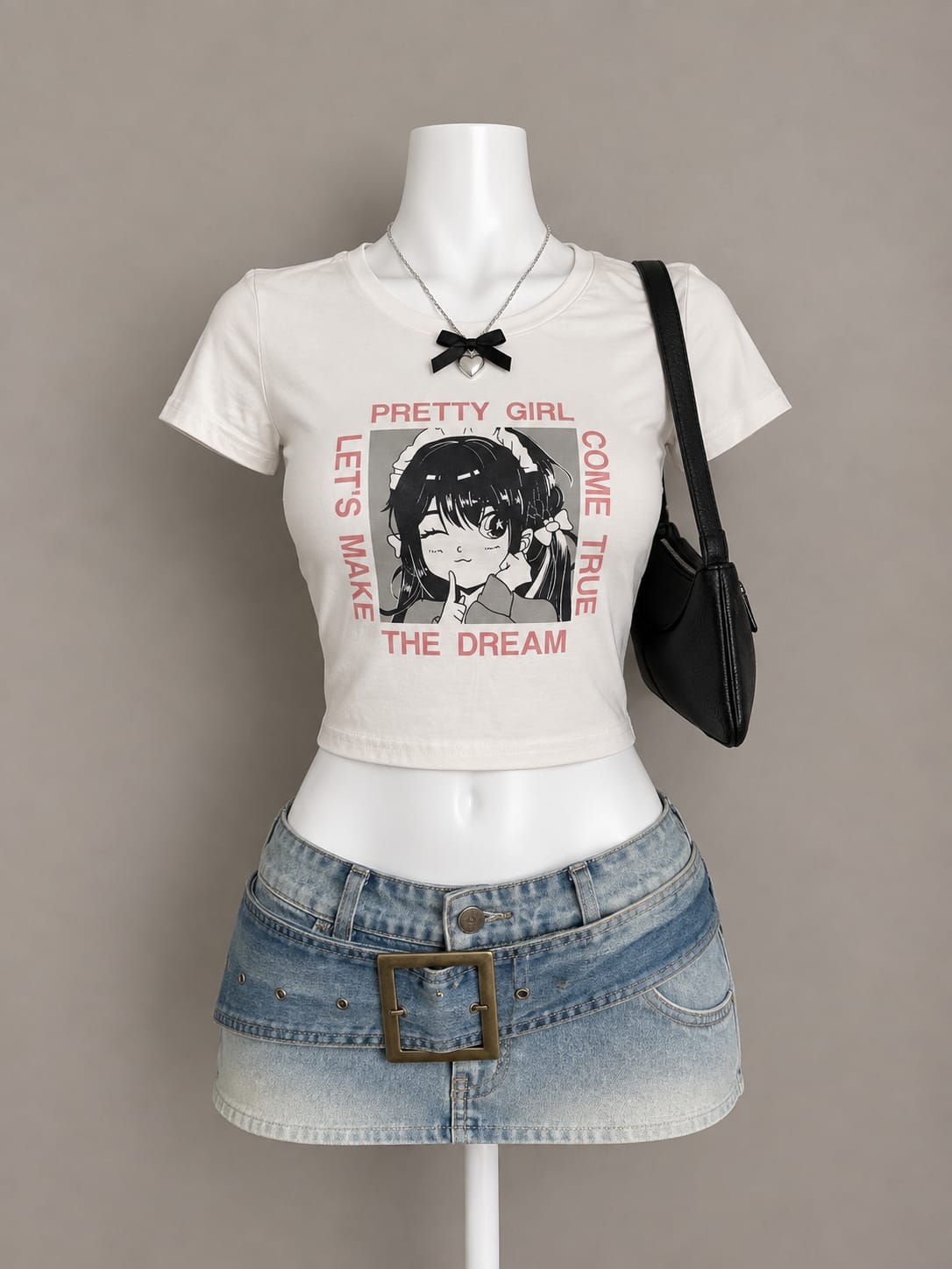 White Graphic Crop Top