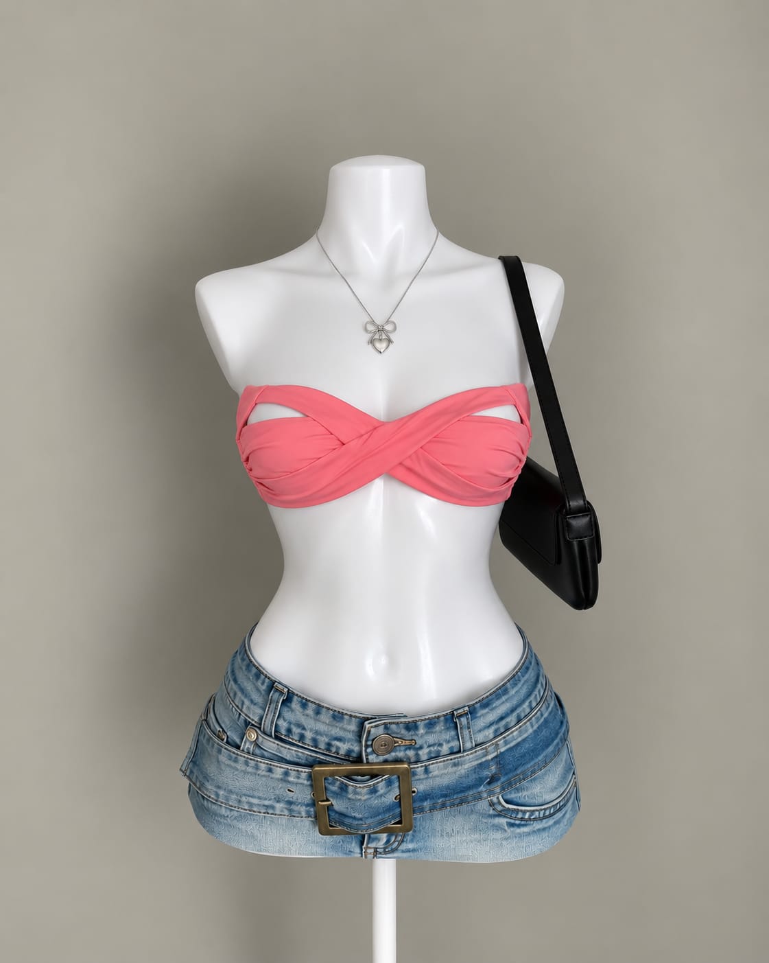 Coral Wrap Bandeau Top